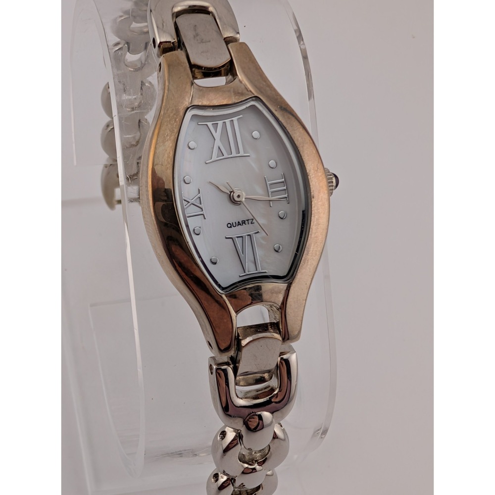 Coldwater Creek MOP Dial Watch Women 21mm Case Silver 7.5" Band- New Battery‎